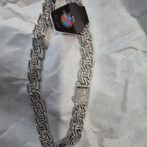 Silver ​Glacier King: Men's 20in 15mm Infinity Link Iced Chain  Fully Iced Out